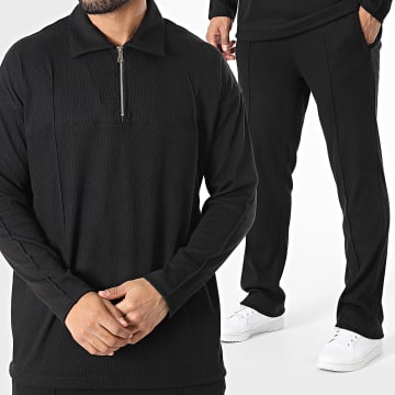 Classic Series - Conjunto de polo de manga larga y pantalón Negro
