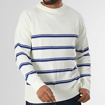 Classic Series - Pull A Rayures Blanc Bleu Roi