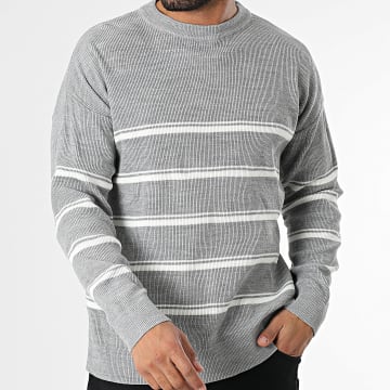 Classic Series - Pull A Rayures Gris Blanc