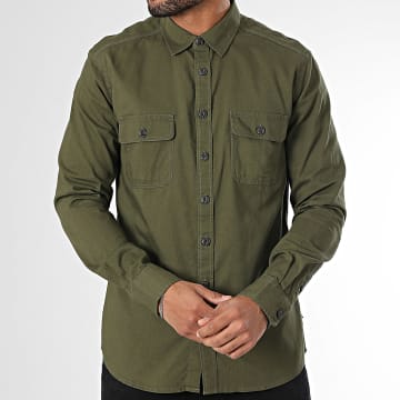 Only And Sons - Parker Shirt Lange Mouw Khaki Groen