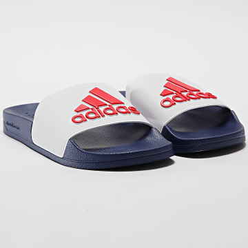 Adidas Sportswear - Claquettes Adilette Shower HQ6885 Blanc Bleu Marine