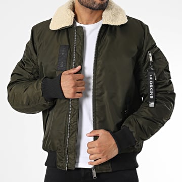 Redskins - Veste Bomber Col Fourrure Tage Allport Vert Kaki