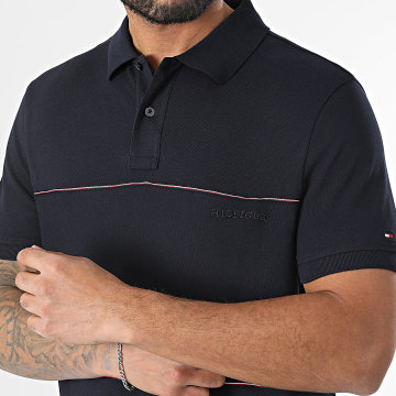 Tommy Hilfiger - Polo Manches Courtes Global Stripe Blocking 8125 Bleu Marine