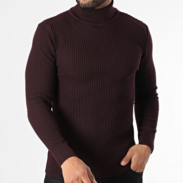 Classic Series - Pull Col Roulé Bordeaux Foncé