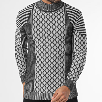 Classic Series - Pull Col Roulé Noir Gris