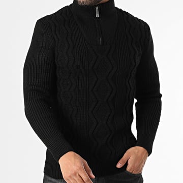 Classic Series - Pull Col Montant Zippé Noir