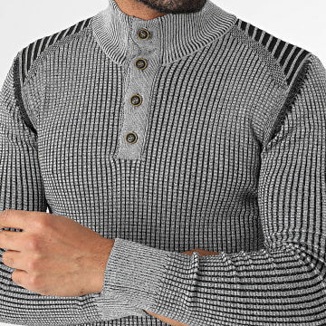 Classic Series - Pull Col Montant Gris Noir