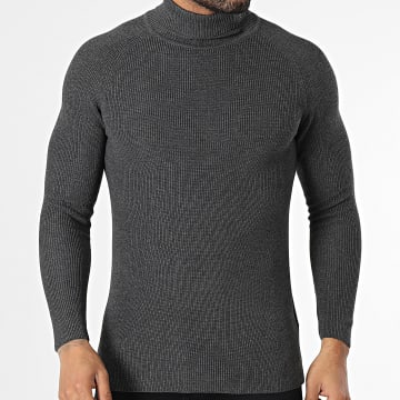 Classic Series - Pull Col Roulé Gris Anthracite