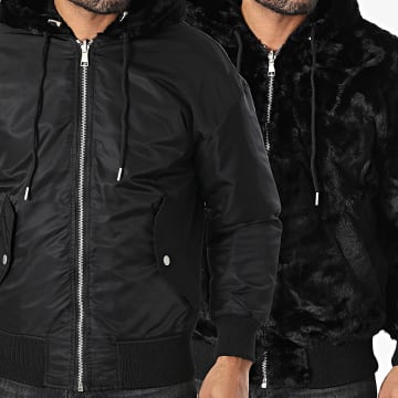 Frilivin - Chaqueta reversible con capucha y cremallera Negro