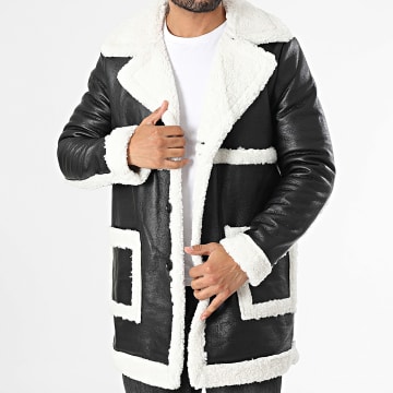 Frilivin - Chaqueta de polipiel blanca y negra