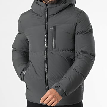 Frilivin - Abrigo con capucha gris marengo