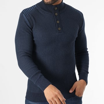 Classic Series - Pull Col Montant Bleu Marine