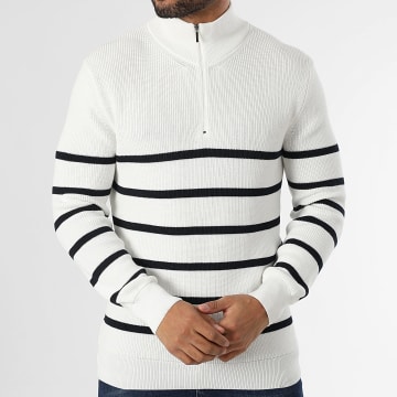 Classic Series - Pull Col Montant Zippé Blanc