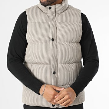 Classic Series - Abrigo sin mangas de rayas beige