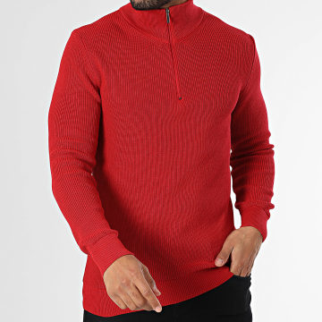 Classic Series - Pull Col Montant Zippé Rouge