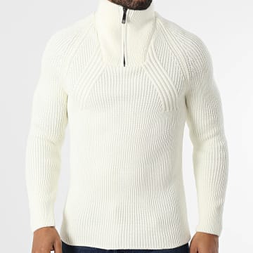 Classic Series - Pull Col Montant Zippé Beige