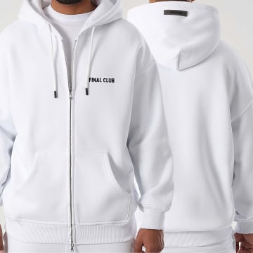 Final Club - Sudadera con cremallera frontal pequeña Blanca
