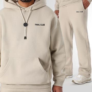 Final Club - Conjunto de sudadera con capucha y pantalón de chándal Small Front Beige
