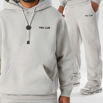 Final Club - Conjunto de sudadera con capucha y pantalón de chándal Small Front Gris