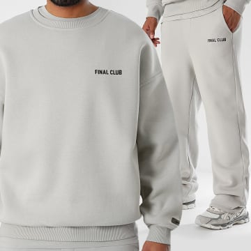 Final Club - Conjunto de sudadera de cuello redondo y pantalón de chándal Small Front Gris