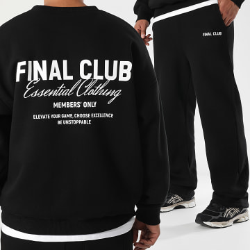 Final Club - Conjunto de sudadera con cuello redondo y pantalón de chándal Big Back Negro