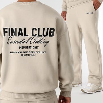 Final Club - Conjunto de sudadera de cuello redondo y pantalón de chándal Big Back Beige