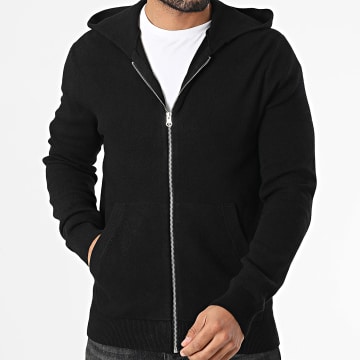 Jack And Jones - Chaleco negro con capucha y cremallera Aleb