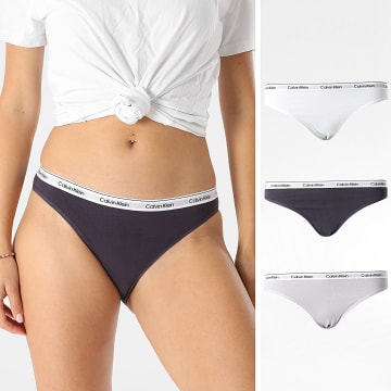 Calvin Klein - Set di 3 mutandine da donna QD5207E Bianco Lavanda Viola Scuro