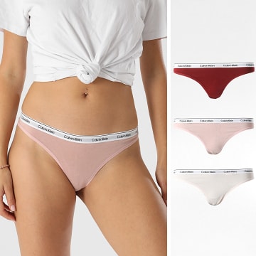 Calvin Klein - Set di 3 perizomi da donna 5209 Beige Rosa Rosso Mattone