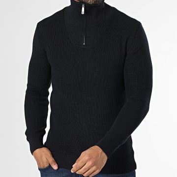 Classic Series - Jersey azul marino con cremallera y cuello alto