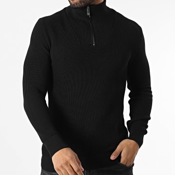 Classic Series - Pull Col Montant Zippé Noir