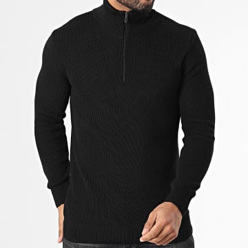 Classic Series - Pull Col Montant Zippé Noir
