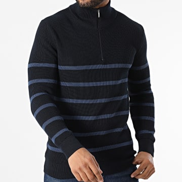 Classic Series - Pull Col Montant Zippé Bleu Marine