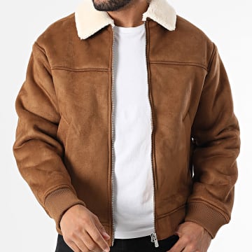 Jack And Jones - Veste Bomber Col Mouton Rccted Camel
