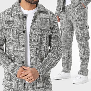 Ikao - Ensemble Surchemise Et Pantalon Cargo Gris Chiné