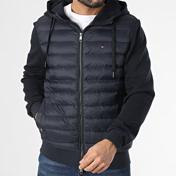 Tommy Hilfiger - Veste Zippée Capuche Mix Media 9007 Bleu Marine