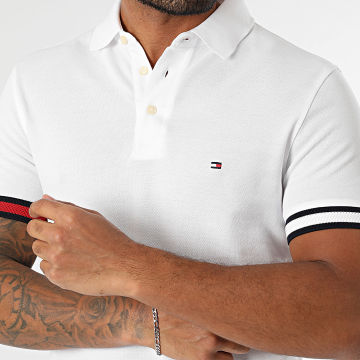 Tommy Hilfiger - Polo Manches Courtes Flag Cuff 7518 Blanc