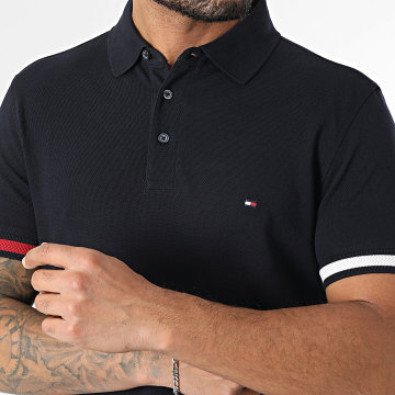 Tommy Hilfiger - Polo Manches Courtes Slim Flag Cuff 7518 Bleu Marine