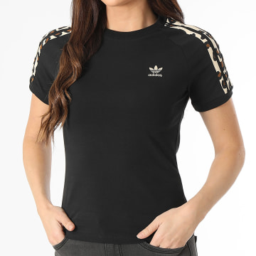 Adidas Originals - Tee Shirt Femme IW8478 Noir Beige Leopard
