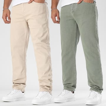 LBO - Lote de 2 vaqueros relaxed fit 0303 0233 Caqui Verde Beige