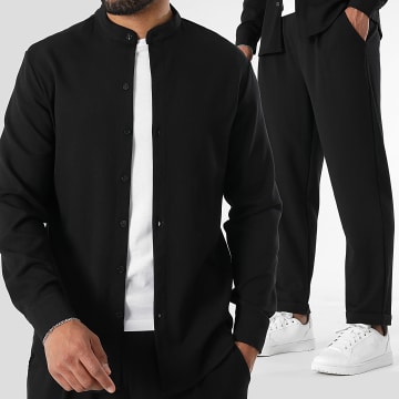 LBO - Conjunto de camisa de manga larga y pantalón texturizado 1510 Negro