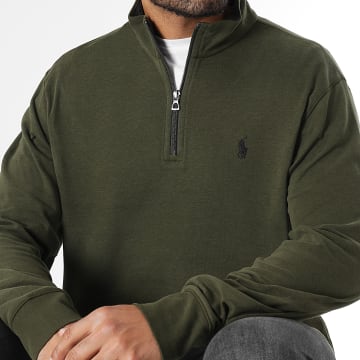 Polo Ralph Lauren - Sweat Col Zippé Original Player Vert Kaki