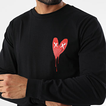 Luxury Lovers - Camiseta Manga Larga Rib Heart Series Pequeña Rojo Negro