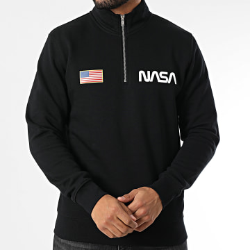 NASA - Chest Zip Neck Sweat Top Negro