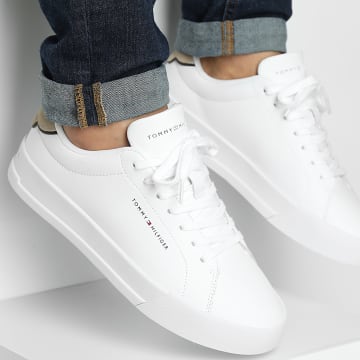 Tommy Hilfiger - Baskets Court Leather Detail Essential 5367 White Sandal Wood