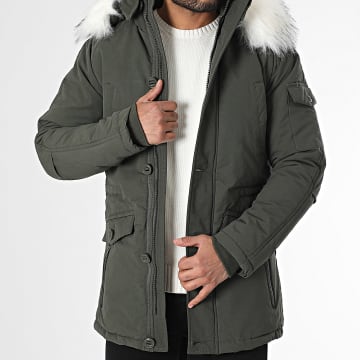 Mackten - Parka Capuche Fourrure Vert Kaki