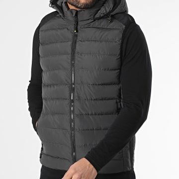Mackten - Doudoune Capuche Sans Manches Gris Anthracite