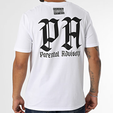 Parental Advisory - Tee Shirt Oversize Large Logo Gothic Back Blanc