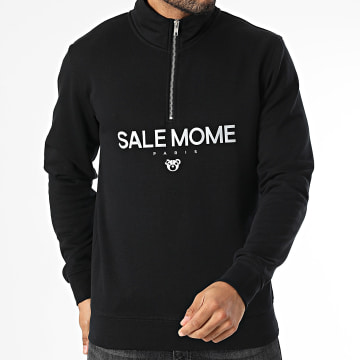 Sale Môme Paris - Felpa Teddy Bear con collo a zip nero argento