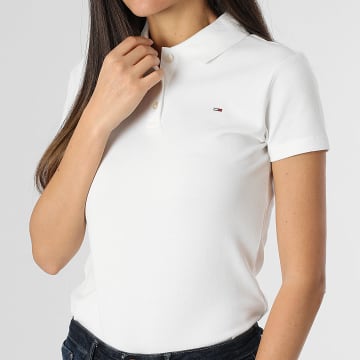 Tommy Jeans - Polo Manches Courtes Slim Femme Essential 0160 Blanc